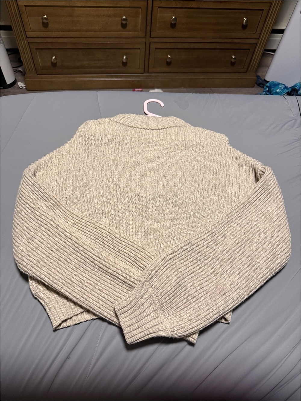 Garage Cropped Cream Half-Zip Ribbed Turtleneck Sweater - Picture 2 of 2